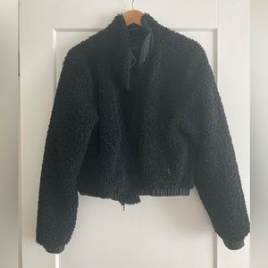 Bandier Wsly zip front Sherpa jacket black small